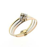 Tricolor gold ring with zirconia