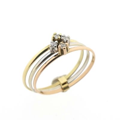 Tricolor gold ring with zirconia Image 1 of Tricolor gold ring with zirconia