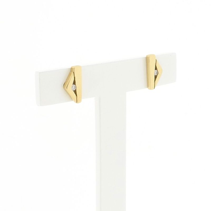 Image 3 of Gold earrings with diamond; 0.01 ct.