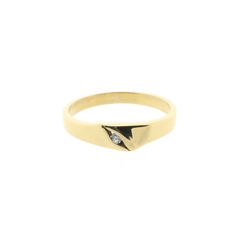 Image 3 of Gold solitaire ring with diamond; 0.02 ct.