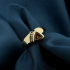 Image 7 of Gold solitaire ring with citrine and diamond; 0.04 ct.