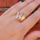 Image 6 of Golden abstract fantasy ring with diamond 0.06 ct.