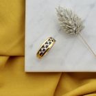 Image 8 of Gold double row ring with sapphires and diamonds