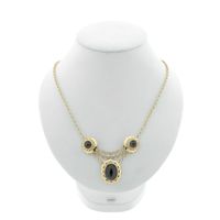 Gold jasseron link necklace with garnet