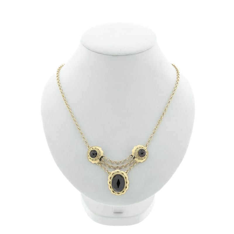 Image 1 of Gold jasseron link necklace with garnet