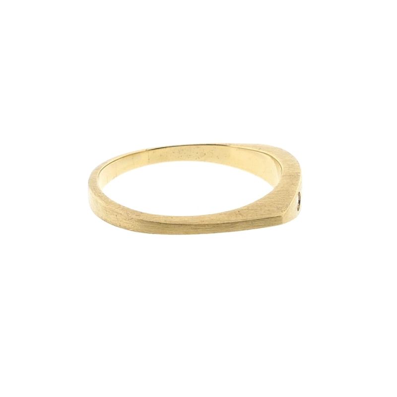 Image 5 of Golden men's pinky ring set with diamond; 0.02 ct.