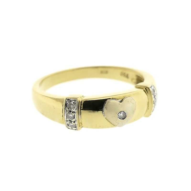 Image 7 of 18-karat two-tone gold ring with a heart and a 0.07-ct diamond.