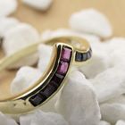 Image 9 of Gold V-shaped ring with ruby ​​and sapphire