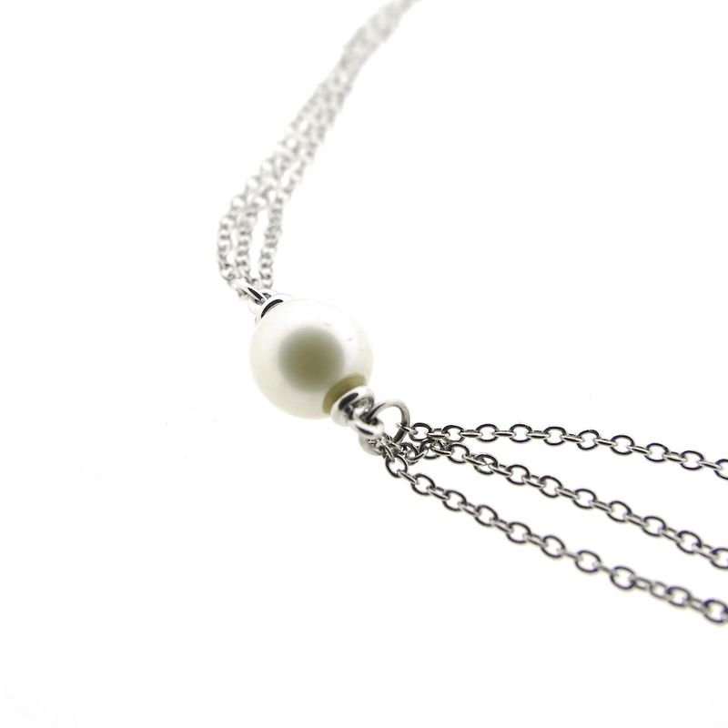 Image 12 of UTOPIA Art Deco white gold necklace with pearl and diamond 1.75 ct.