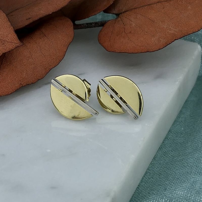 Image 1 of Two-tone gold stud earrings