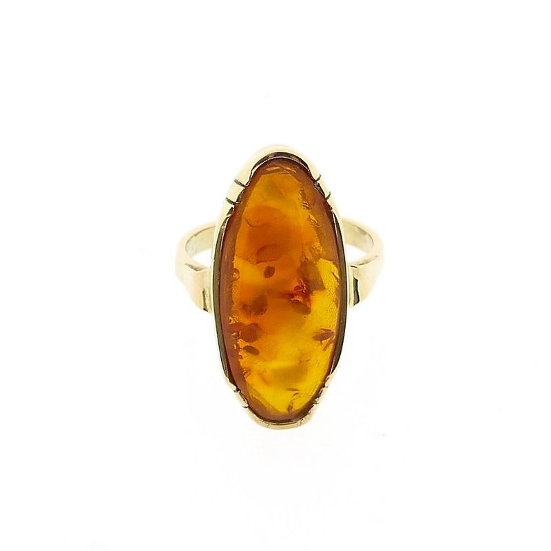 Image 3 of Vintage Gold Ring with Amber