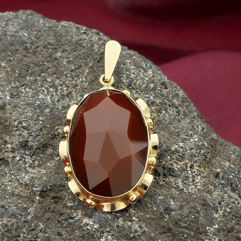Image 1 of Vintage gold pendant with carnelian