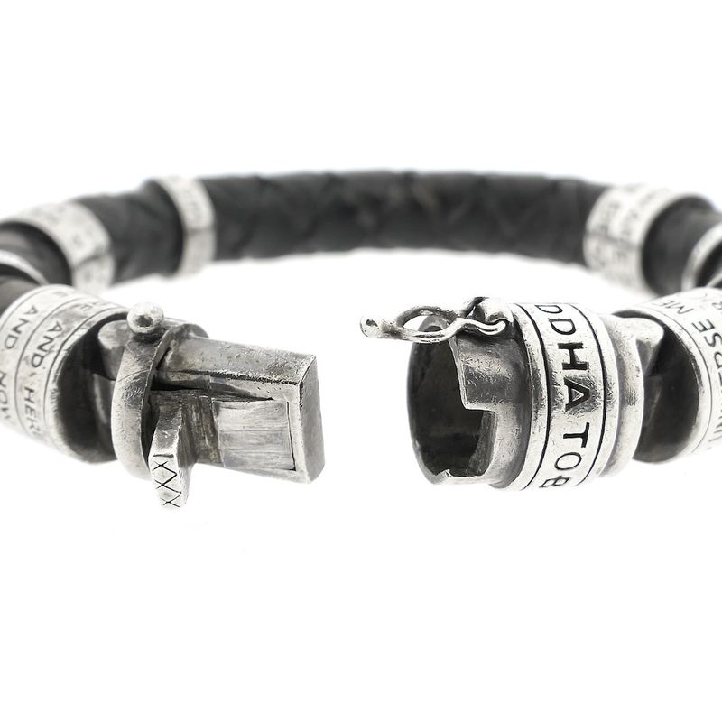 Image 4 of Silver leather Buddha to Buddha bracelet | 21 cm