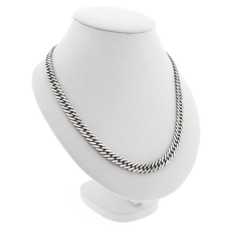 Image 3 of Silver flat gourmet link chain | 51 cm