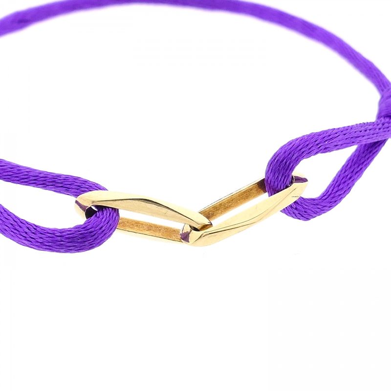 Image 4 of Forever Knots® Handmade Purple Satin Bracelet with Gold Link