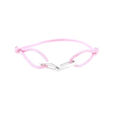 Image 1 of Forever Knots® Handmade Pink Satin Bracelet with Silver Link