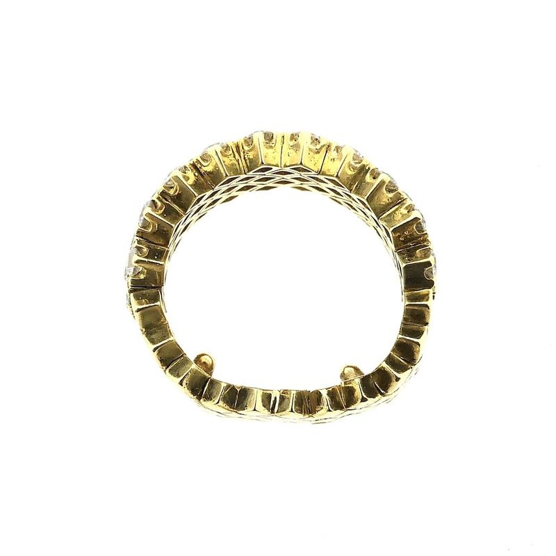 Image 3 of Gold link ring with diamonds