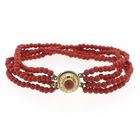 Image 1 of Antique imitation blood coral bead bracelet with gold clasp
