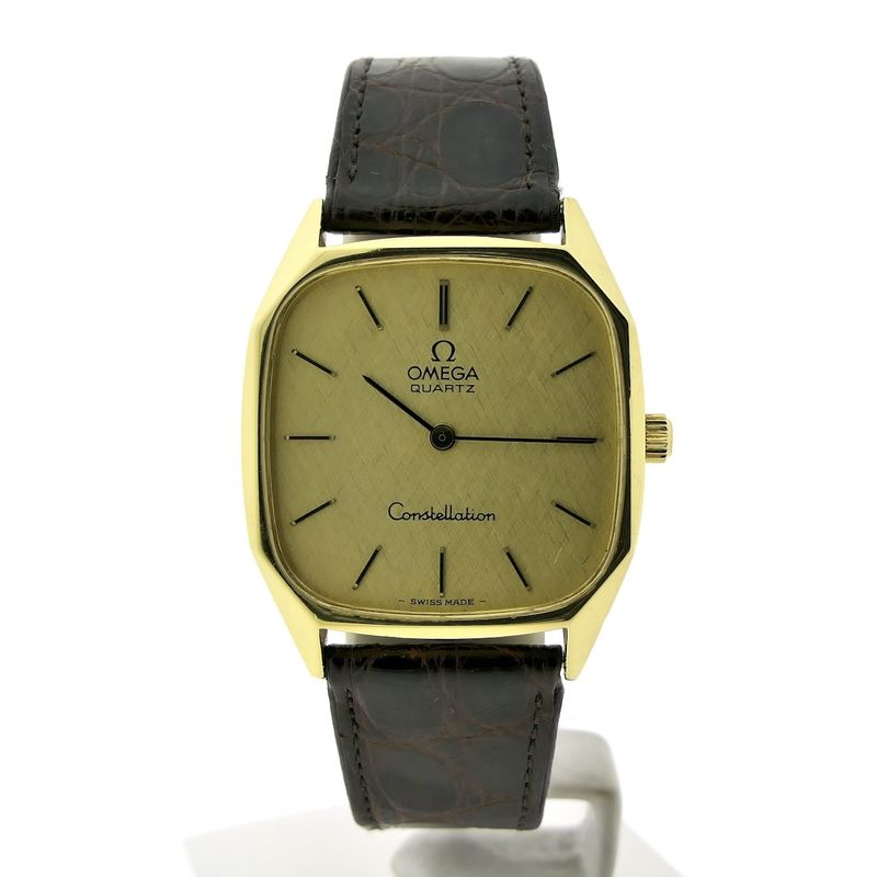Image 5 of Omega Constellation; Vintage 18k gold men's watch with a linen dial