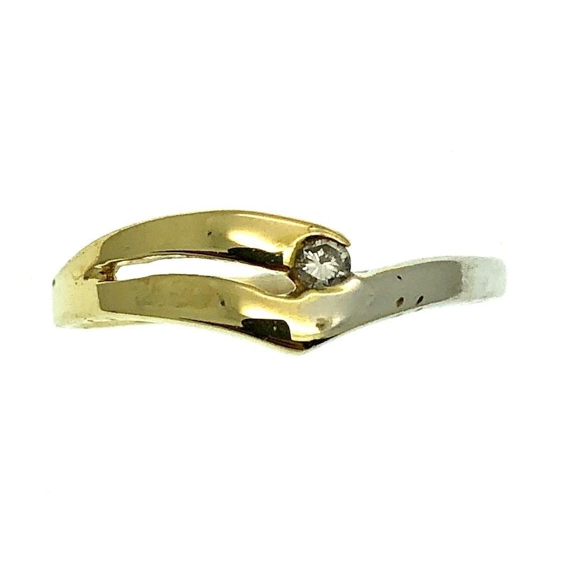Image 2 of Two-tone gold solitaire ring with 0.03 ct diamond.