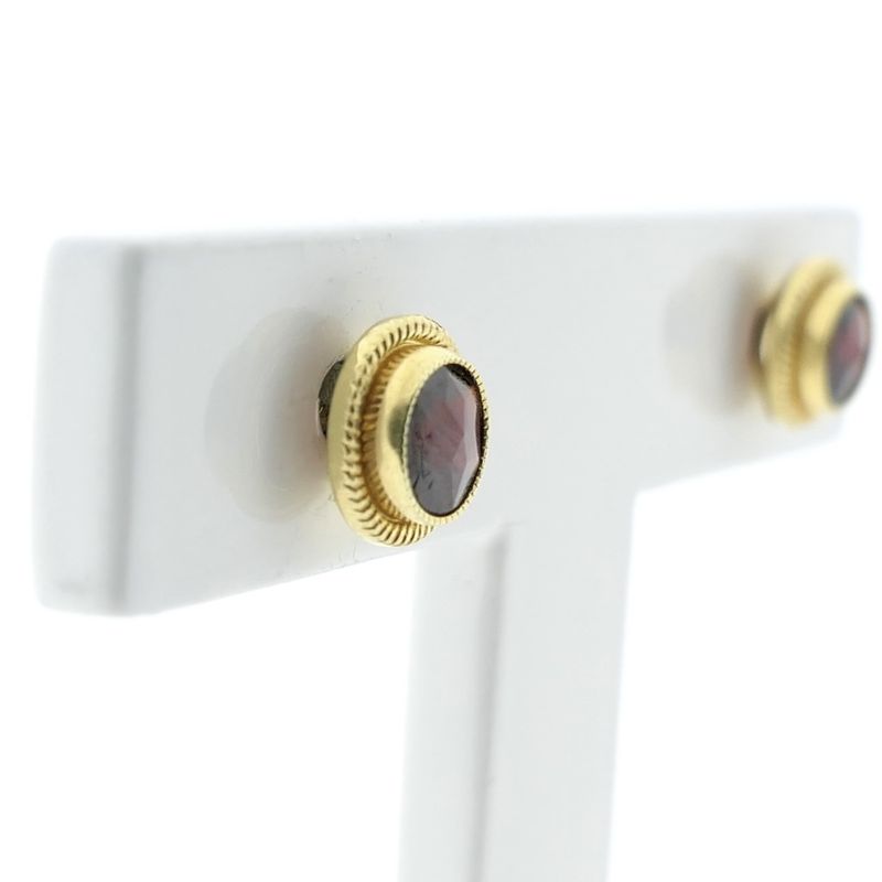 Image 5 of Gold stud earrings with garnet