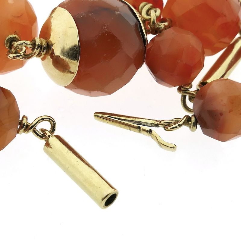 Image 4 of Carnelian bead necklace strung on gold