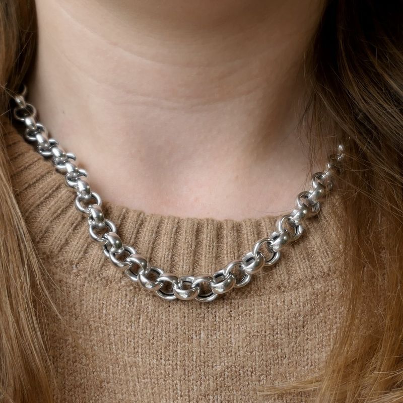 Image 8 of White gold jasseron link necklace