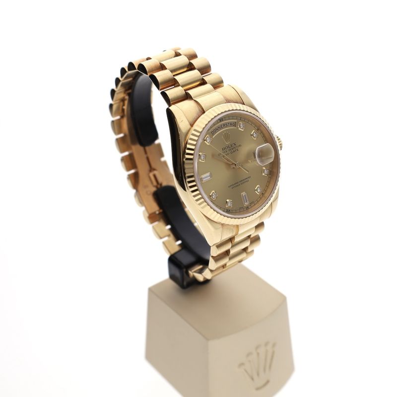 Image 3 of Rolex Day-Date 36mm 'Diamond Dial' 118238; 18k. Gold watch in full set