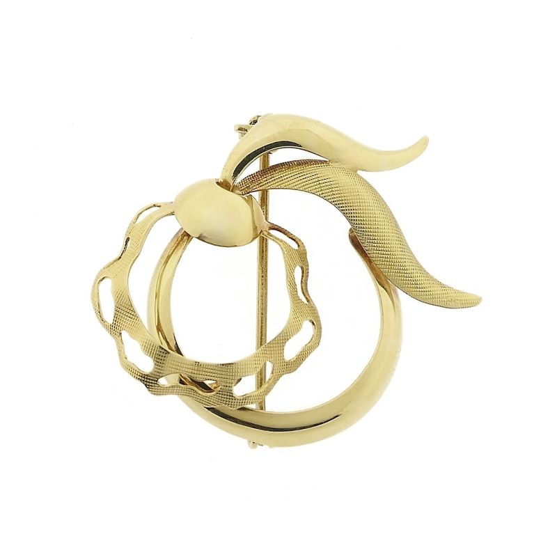 Image 6 of Vintage gold abstract brooch