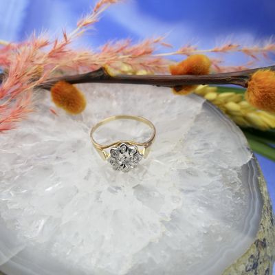 Image 2 of Gold entourage ring with diamond | 0.045 ct.