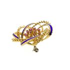 Image 7 of Vintage Gold Brooch Flower with Ruby and Enamel