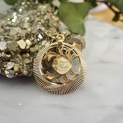 Image 2 of Gold zodiac sign pendant; Cancer | Fabiola