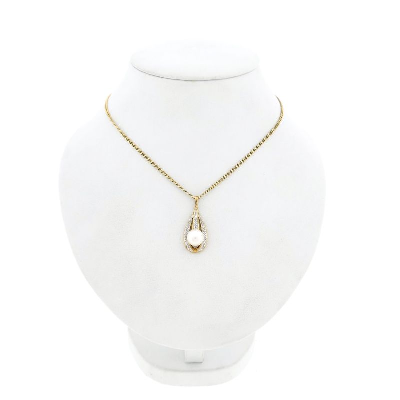 Afbeelding 4 van 9 Karaat hanger met barokparel en diamanten; 0,05 ct.