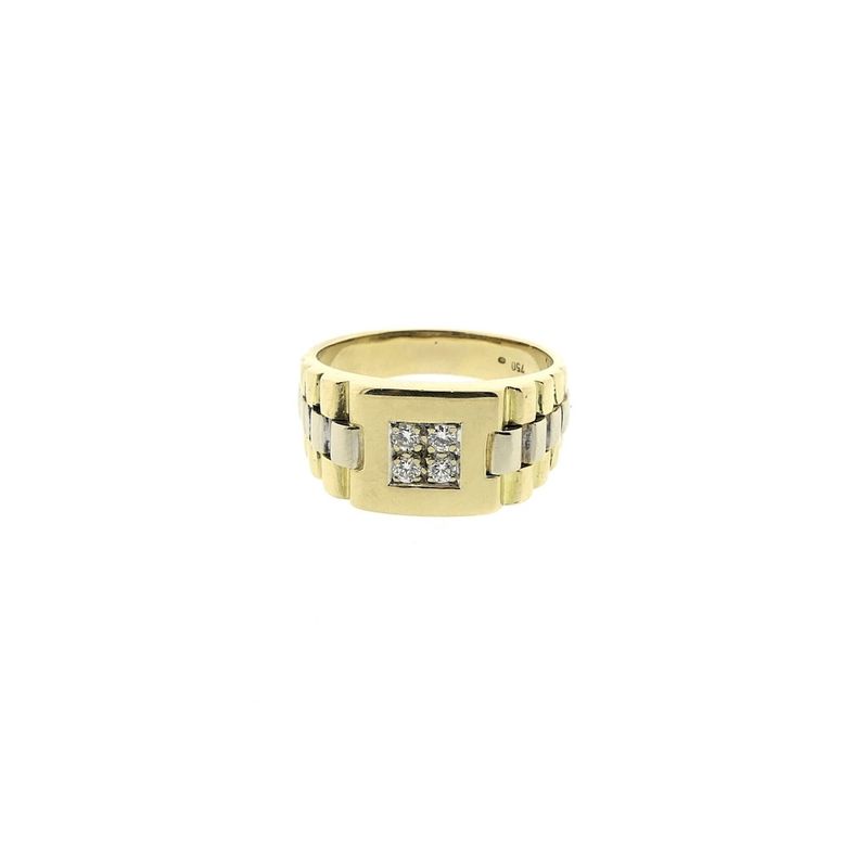 Image 3 of 18K Two-tone diamond ring; 0.12 ct. | Men's