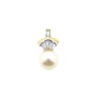 Image 1 of Gold pendant with pearl and diamond 0.24 ct.