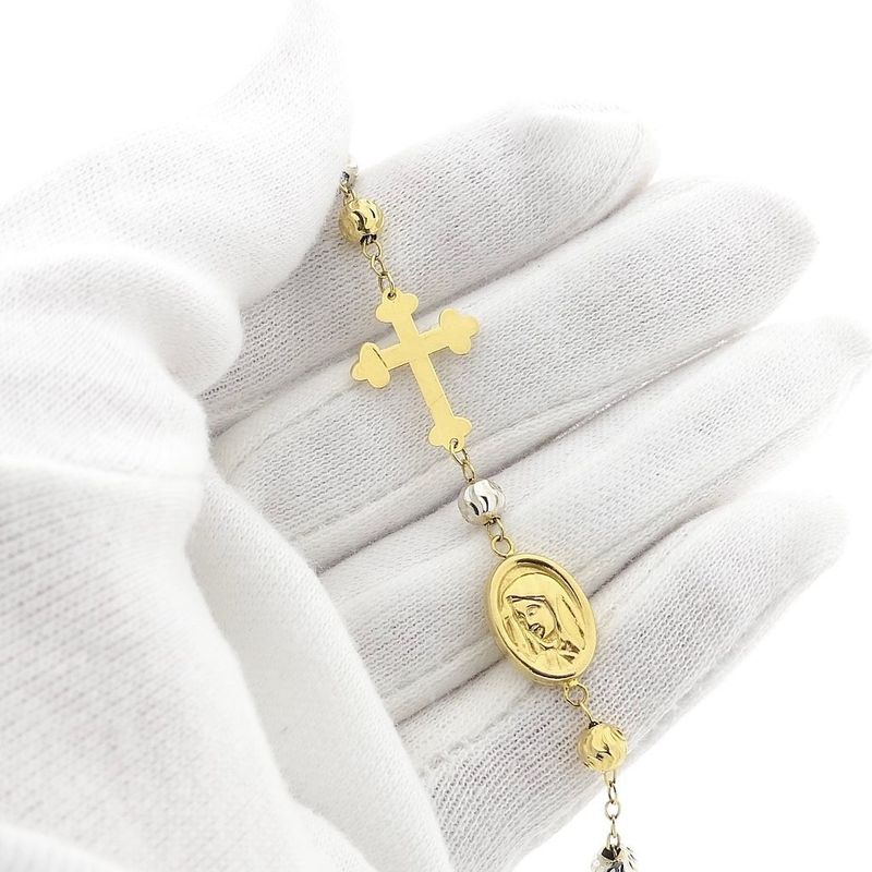 Image 7 of Two-tone gold rosary bracelet