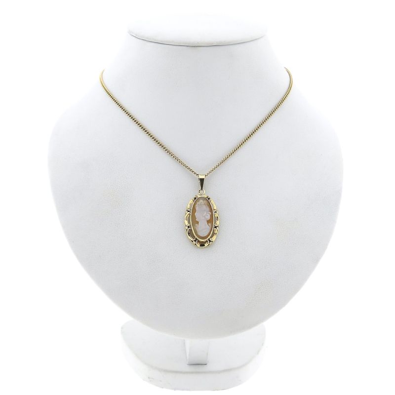 Image 4 of Vintage gold cameo pendant; 14 karat