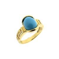 Vintage gold ring with meander pattern and turquoise