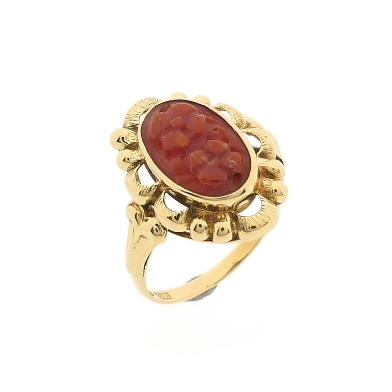 Image 1 of Gold ring with red coral | Vintage