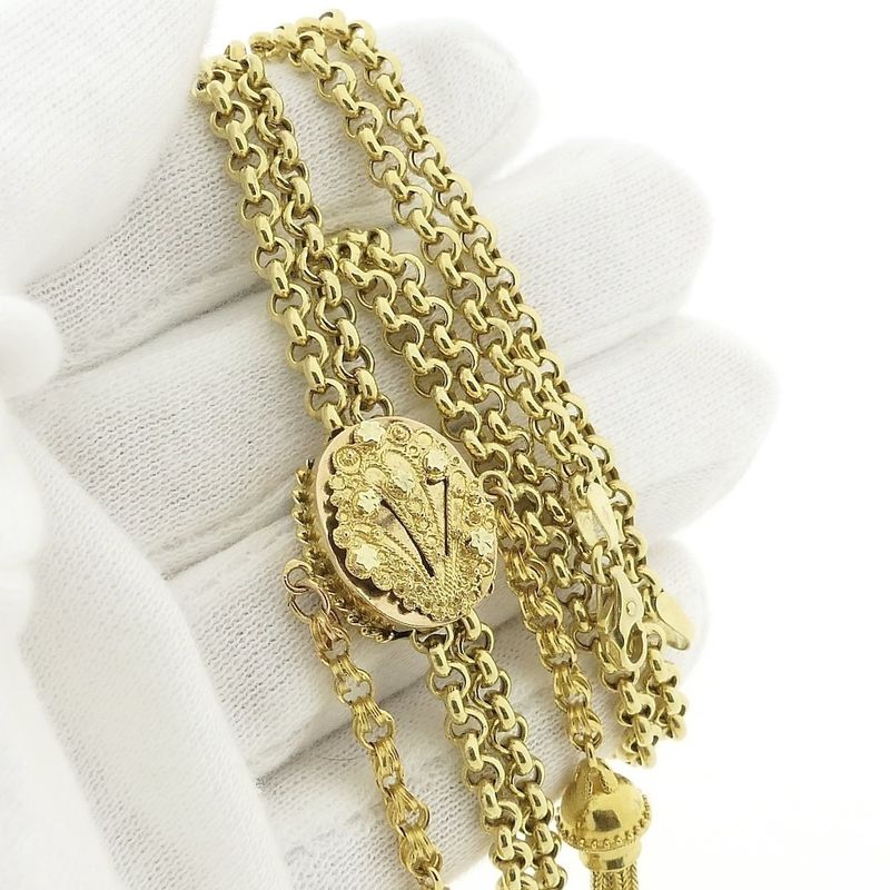 Image 7 of Antique gold sliding chain with tassels
