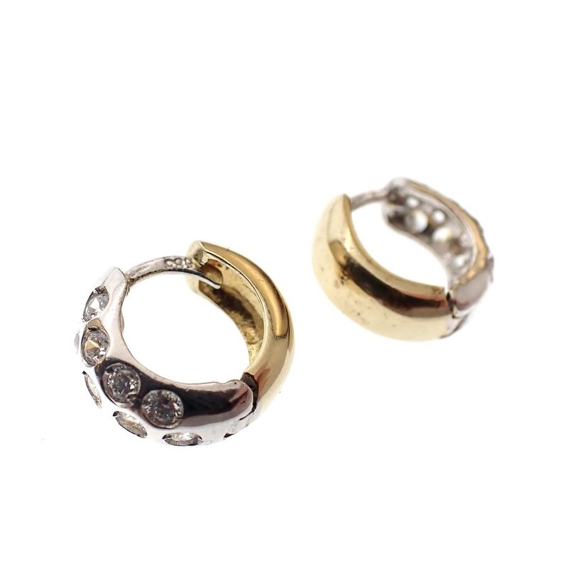 Image 3 of Two-tone gold earrings with zirconia