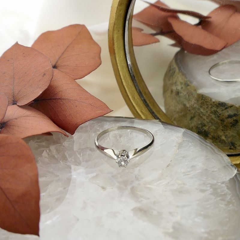 Image 2 of White gold solitaire ring with diamond | 0.16 ct.