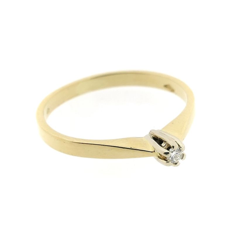 Image 2 of Gold solitaire ring with diamond; 0.025 ct.