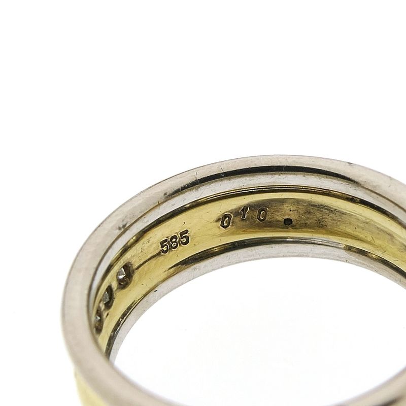 Image 6 of Bicolor wide gold ring with diamond; 0.10 ct.