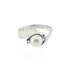 Image 3 of White gold ring with pearl and diamonds; 0.05 ct