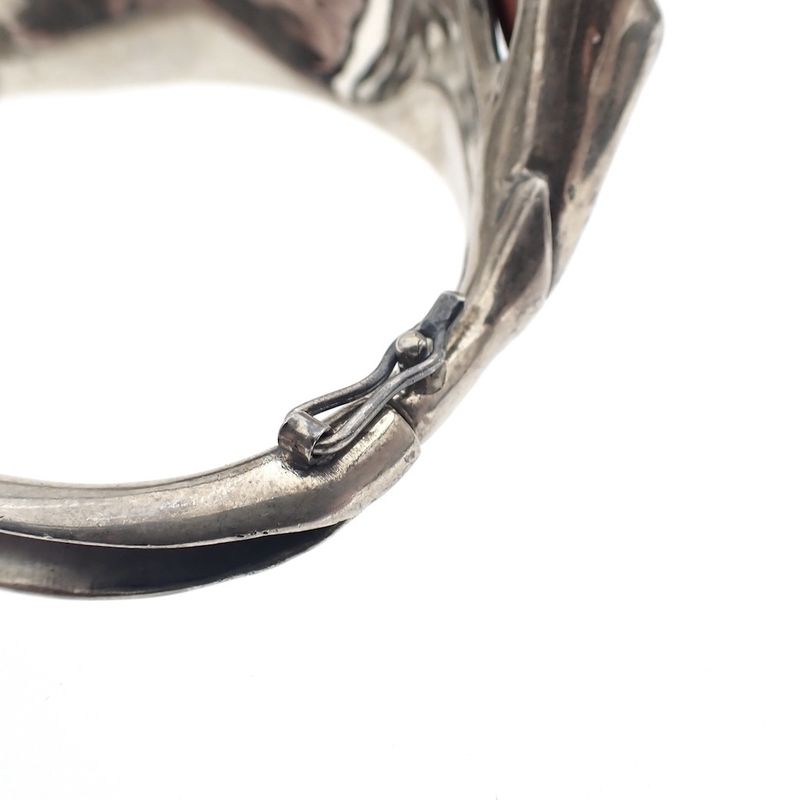 Image 9 of Silver floral fantasy bracelet with blood coral | Ø 54 mm