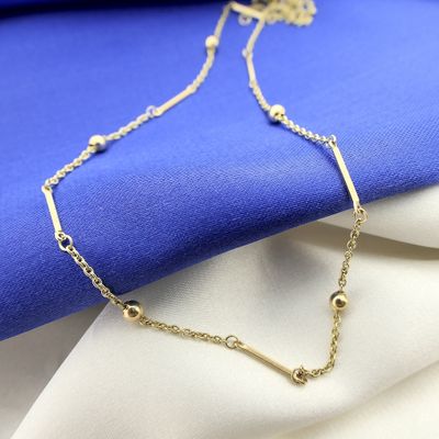 Image 2 of Gold link chain with beads and bars | 43 cm