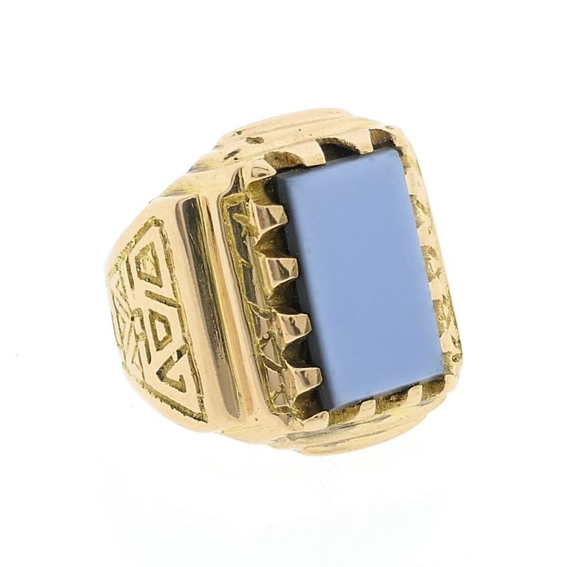 Image 5 of Gold seal/pink ring with blue layered stone