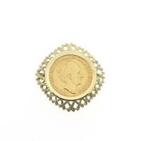 Gold pendant/brooch of 10 guilder coin Queen Wilhelmina 1932