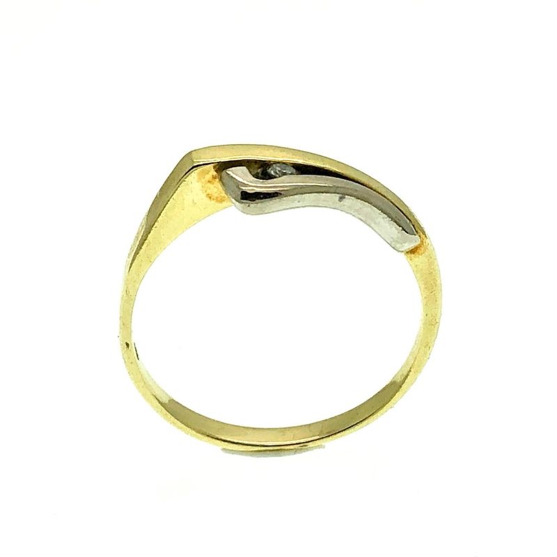 Image 3 of Two-tone gold solitaire ring with 0.03 ct diamond.
